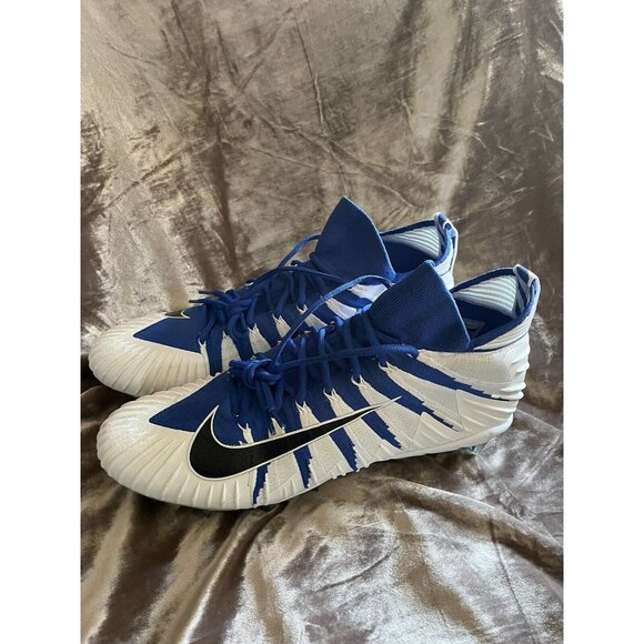 Nike Alpha Menace Elite Football Cleats White Blue 877140-401 Men's Size 15 US